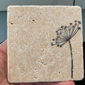 YIMITEE 4-Pack Travertine Stone Coasters With Cork Back - 4" Beige Absorbent Drink Coasters