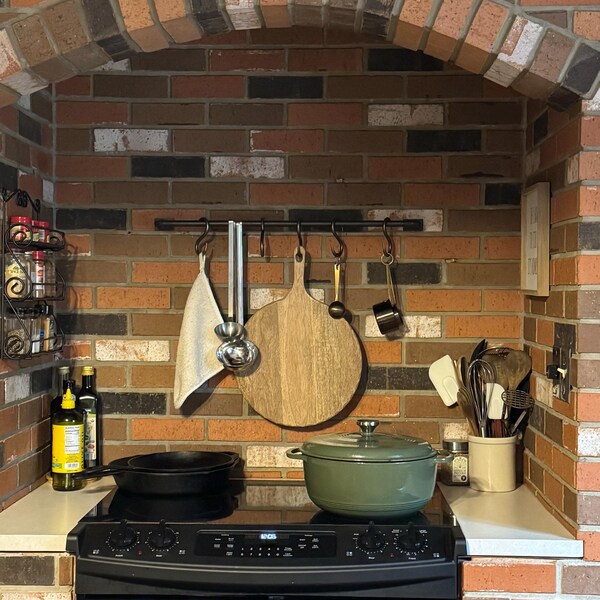 Steel Kitchen Rails For Kitchen Kitchen Rail Made From Raw Steel With S Hooks | Hanging Rail | Utensil ...
