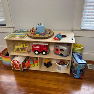 Montessori Toy Shelf Hidden Toy Storage Toddler Toyshelf Montessori Wooden Furniture Playroom Toy Display Montessori Shelf STELLA- 41"