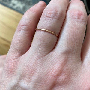 Rose Gold Ring 14k SOLID Rose Gold Thin 1mm Wedding Stacking 