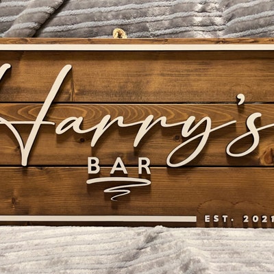 Personalized Bar Sign Wooden Sign Gift Custom Wood Sign Personalized ...