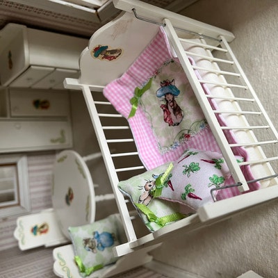 Dollhouse Miniature Wallpaper - Blue Beatrix Potter Peter Rabbit Theme 1:12 Scale Nursery