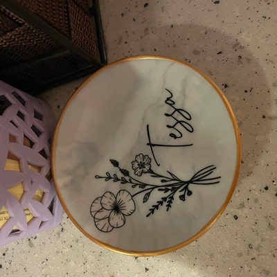 Personalized Birth Flower Ring Dish Perfect Bridesmaid or Best Friend ...