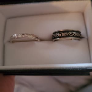 Silver Wedding Band Sethis and Hers Leaf Patterned Ringssilver Wedding ...