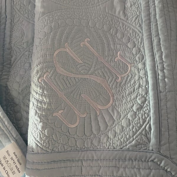 Quilted Monogram Personalized Baby Quilt: Embroidered Monogram, Heirloom Keepsake - Etsy