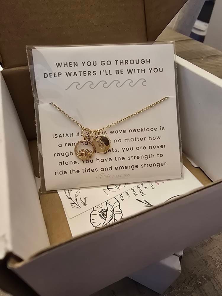 Ermutigungsgeschenk, christlicher Schmuck, Mitgefühlsgeschenk, Fehlgeburtsgeschenk, Geschenke für Sie, Wellenkette, Bibelversgeschenke, Trauergeschenk
