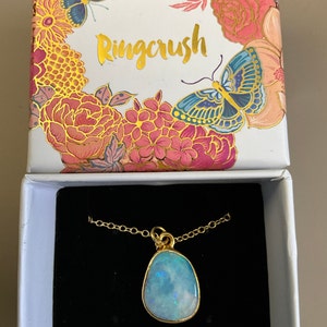 Customer photo from Nancy Tamaki, Raw Australian Opal Necklace with Paperclip Chain