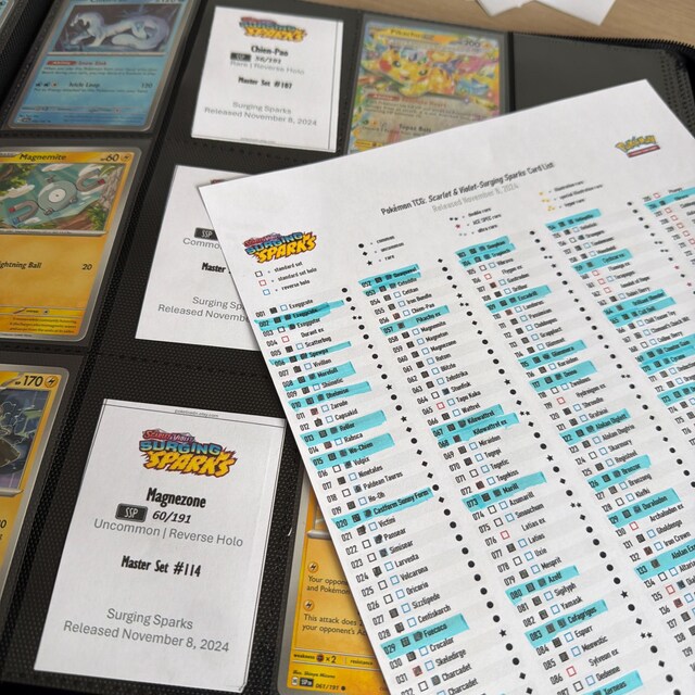 Pokemon TCG Surging Sparks Set Binder Placeholder and Checklist Master Card  List Digital Download Scarlet & Violet - Etsy