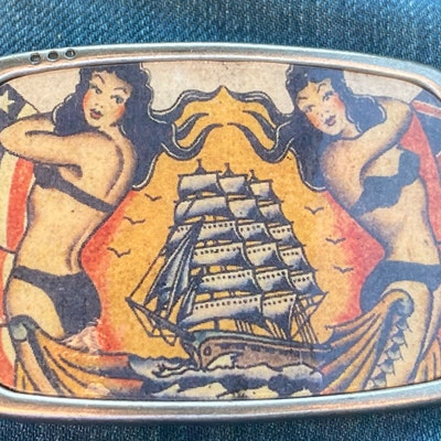 Vintage Ship Tattoo Belt Buckle Vintage Inspired 570 Gift for - Etsy