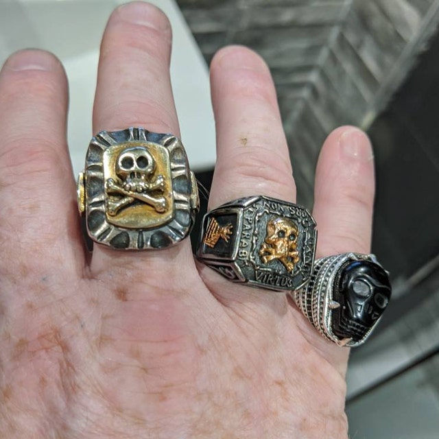 Crossbones Mexican Biker Ring for Men Made of Sterling Crossbones Mexican Biker Ring for Men Made of Sterling