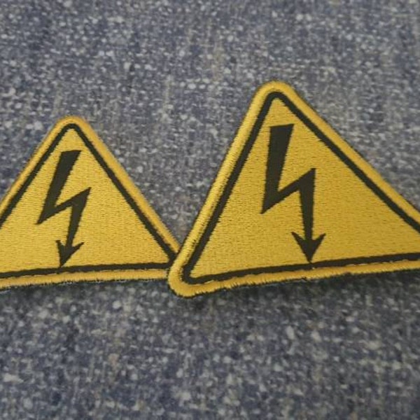 Electrician Sign Yellow Triangle and Lightning Machine Embroidery ...