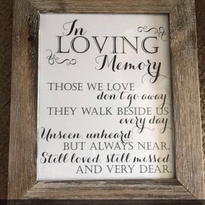 In Loving Memory, Printable Sign for Wedding Memorial Table, Those We ...