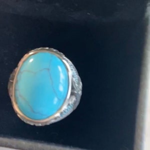 Mens Handmade Ring Turquoise Men Silver Ring Oval Gemstone - Etsy