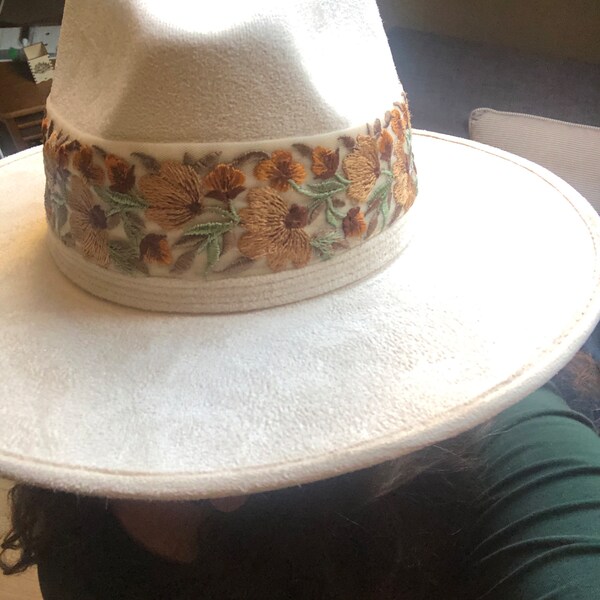 thumbnail image 2 of Wide Brim Fedora Hat For Men Wide Brim Fedora Hats For Women And Men Polyester Cotton Blend Festival, Party, Wedding Pork Pie Boater Flat Top Hats In Black, Green, Cream From Gslyy0712 2 of 14