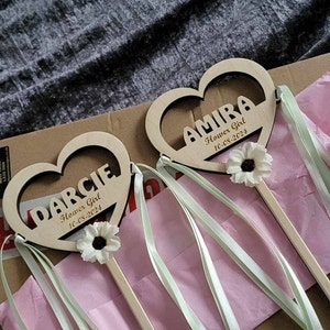 Flower Girl Wand - Her Name Plus Bride and Groom Names Engraved ...