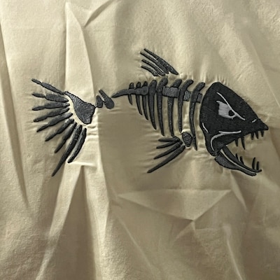 Textiles Fish Using Fishbone Design Fish Skeleton Embroidery Design Fishbone Embroidery Design Pattern Fish ...