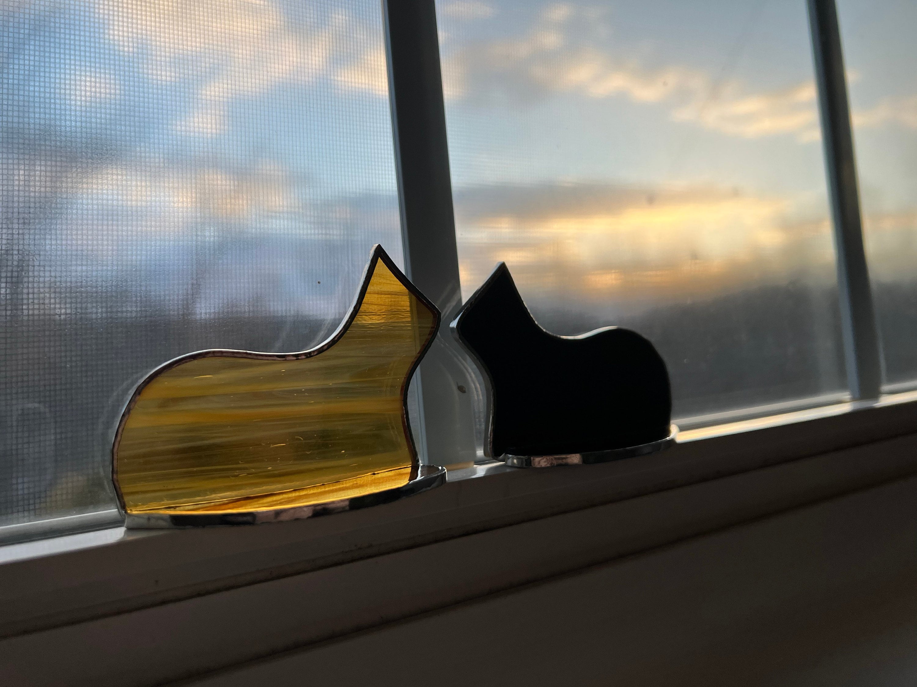 Small Standing Stained Glass Cat Suncatcher Ornament