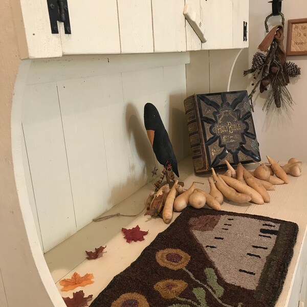 Handmade Primitive Style Hooked Rug Roses in Basket - Etsy