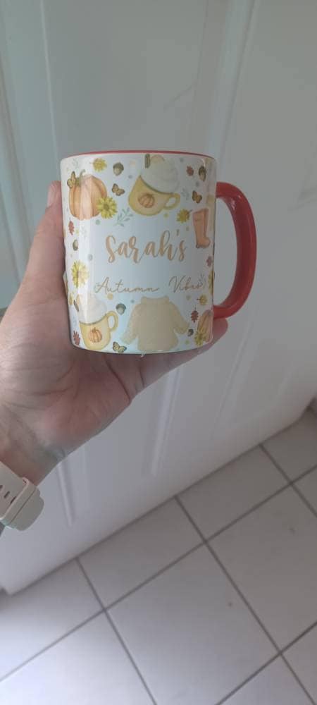 Personalised Autumn Fall Mug, Movie Mug, Cup, Halloween, Pumpkin Spice, Latte, Coffee, Stocking filler, Gift, Sweater, Jumper