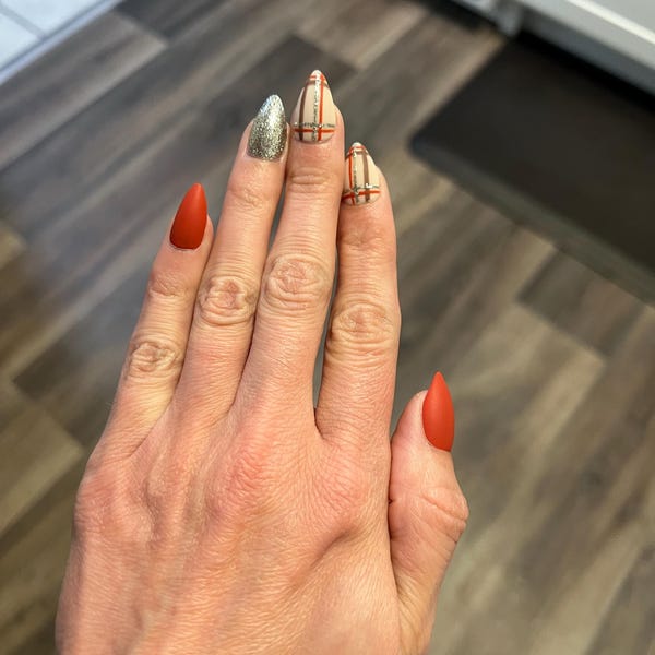 Grey Plaid Gel Press on Nails Apres Gel X Reusable Gel Nails Elorienne ...
