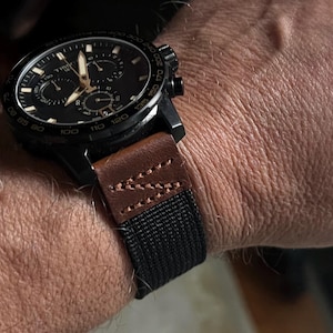 18mm 19mm 20mm 22mm Quick Release Leather Watch Strap Full Stitch Fit Rolex Omega Seiko Citizen - Grey Brown