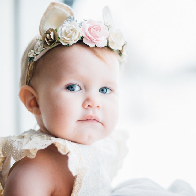 Woodland Deer Flower Crown Photo Prop Baby Tieback Headband | Etsy