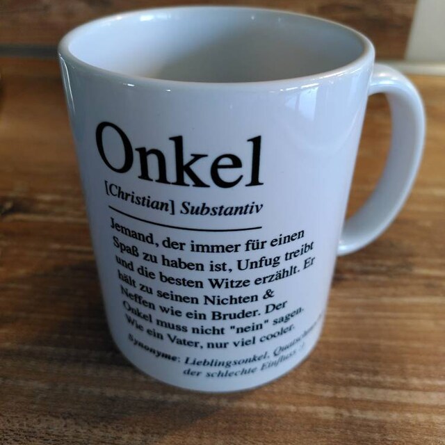 Tassendruck Motivtasse "Definition Onkel" – Mit Schwarzem Henkel, Spülmaschinenfest, Personalisiertes Geschenk
