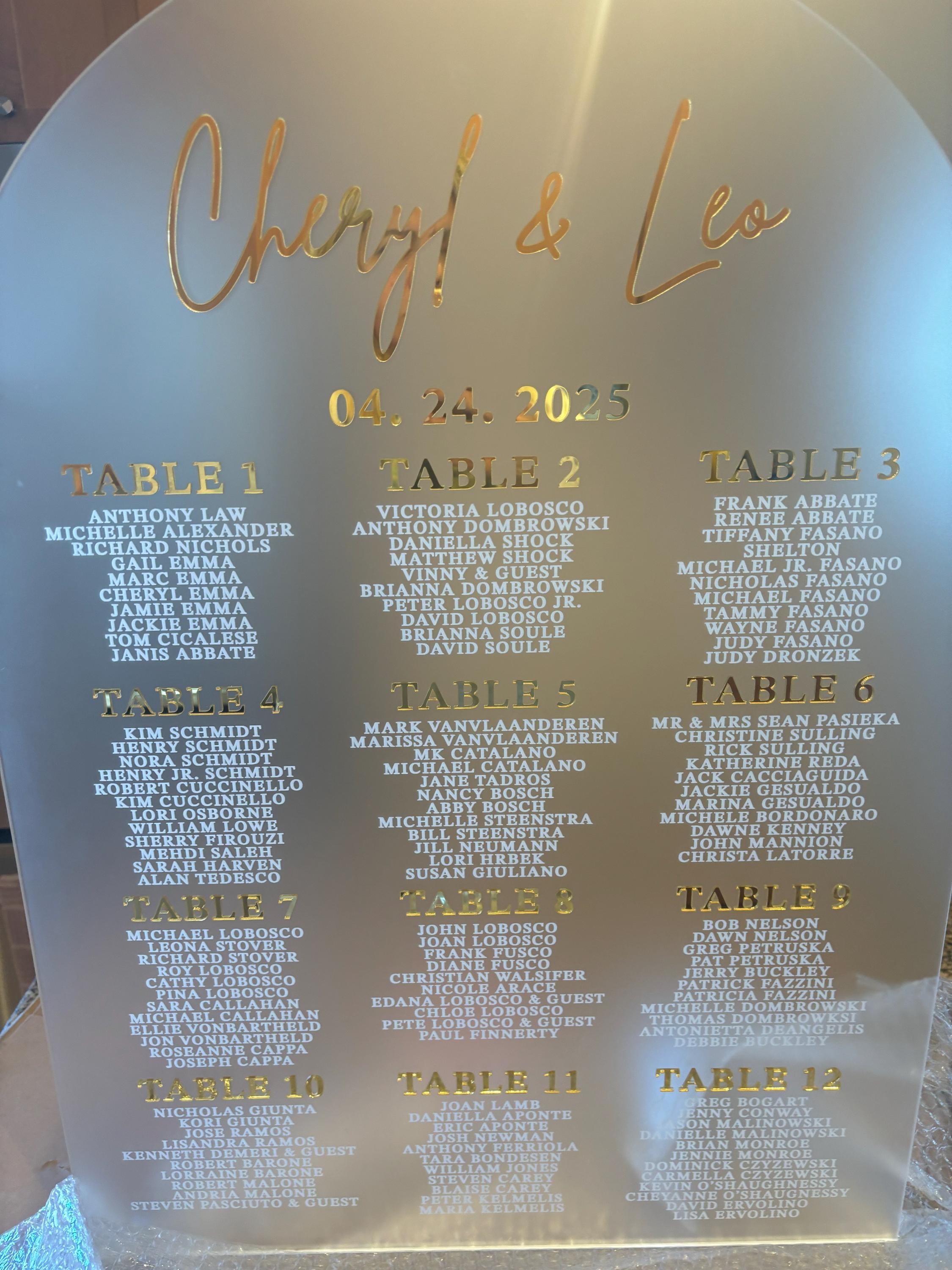 Sitzplan für die Hochzeit – Acryl-Sitzplan – Tisch-Sitzplan – Alphabetischer Sitzplan – Sitzplanschild