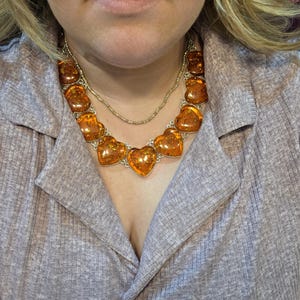 ボヘミアンハートアンバーネックレス：ハンドメイド925スターリング