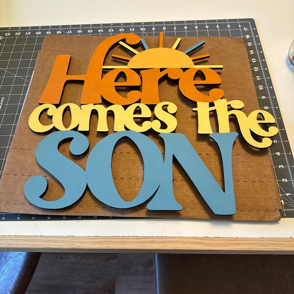 Here Comes the SON Wooden Baby Shower Backdrop Sign | Baby Shower Decor ...