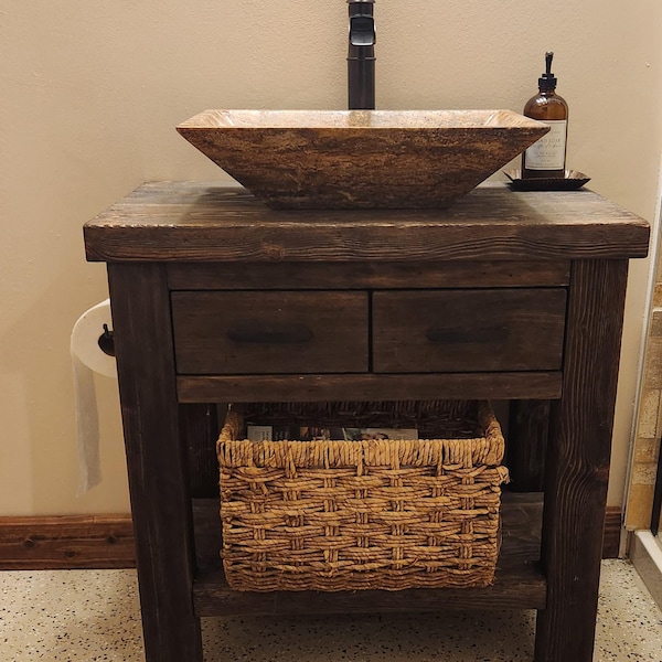 Rustic Bathroom Vanity, Solid Wood, Reclaimed Wood, Single- Double Sink ...