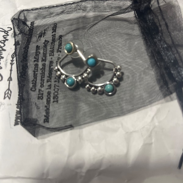 Boucles D'oreilles Pendantes - Perles Larimar Bleu & Acier Inoxydable - Neuf Avec étiquettes