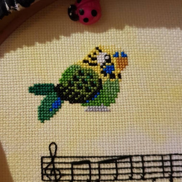 Cute Budgies Cross Stitch Pattern PDF | Green Budgie Cross Stitch ...