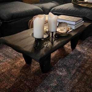 Rustic Low Wood Dark Brown Coffee Table • Living Room Handmade Furniture