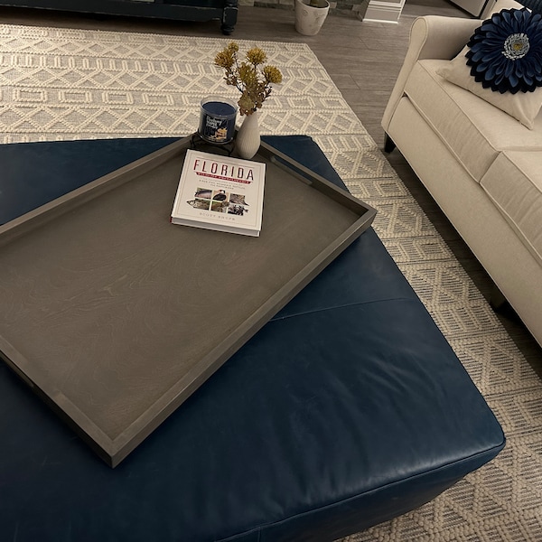 Solid Wood Ottoman Tray, Oversized, Extra Large Tray With Handles, XXL ...