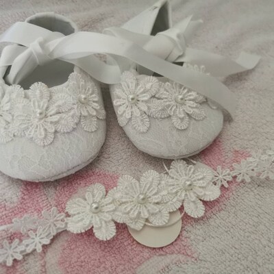 ivory christening shoes