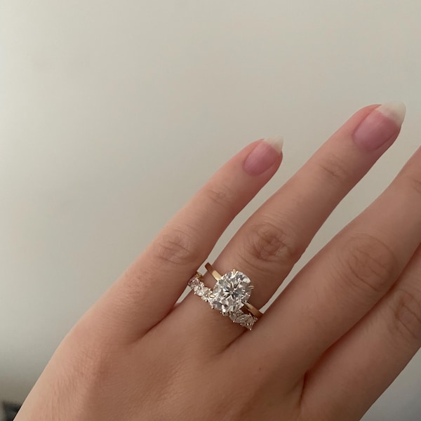 3 Ct Oval Cut Moissanite Wedding Ring Set, Moissanite Engagement Ring ...