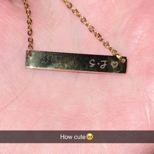 Horizontal gold bar necklace customized 