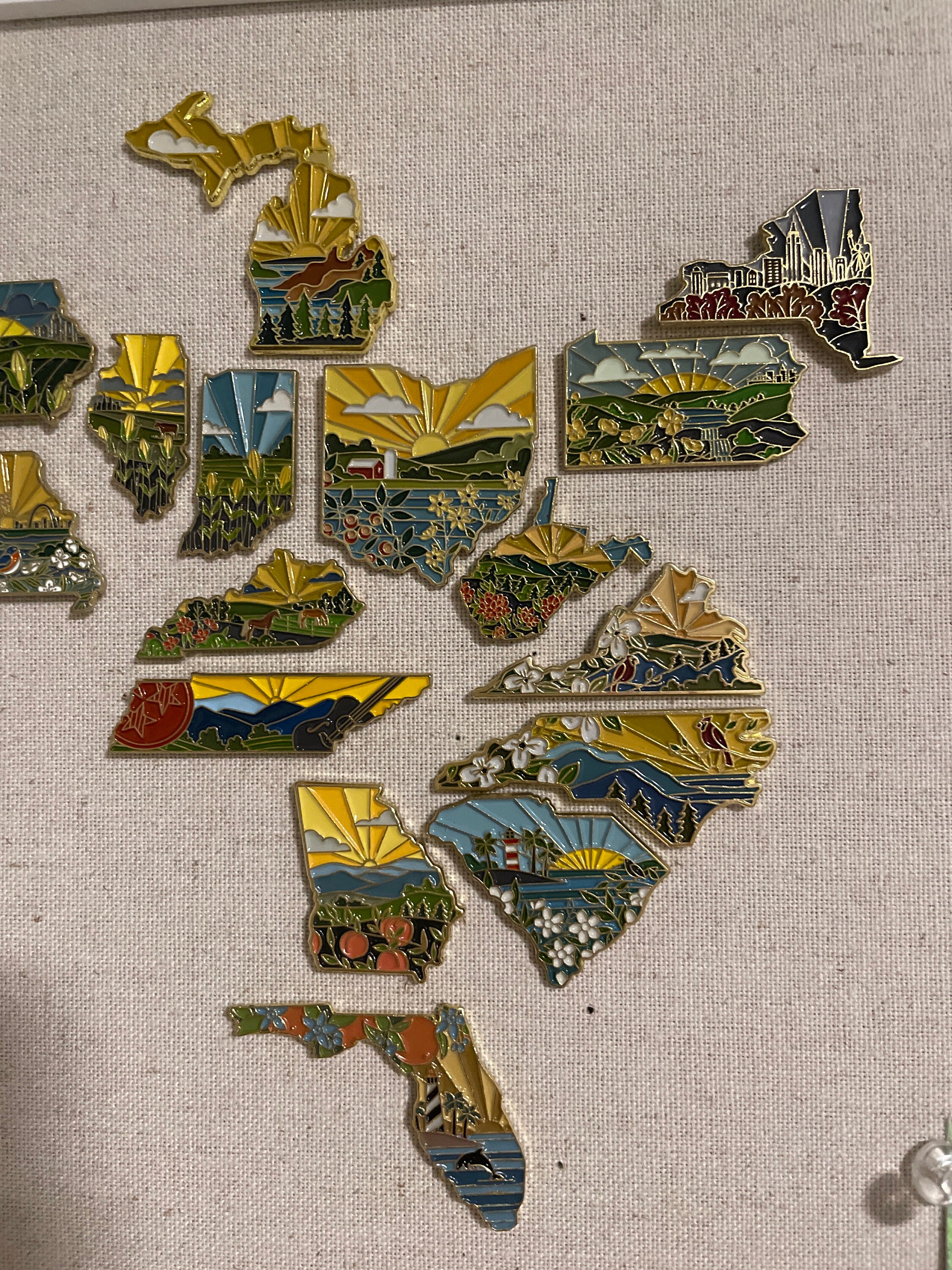 West Virginia Enamel Pin | Gold Soft Enamel Pin | Illustrated United States Pin | Butterfly Clasp | 1.25&quot;
