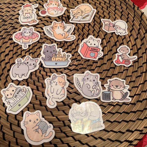 Cute Kawaii Cat Sticker Pack | Cute | Fun Stickers | Stickers | Gift ...