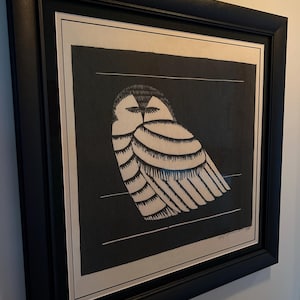 Snowy Owl Art Print, Vintage Owl Wall Art, Black and White Woodcut ...