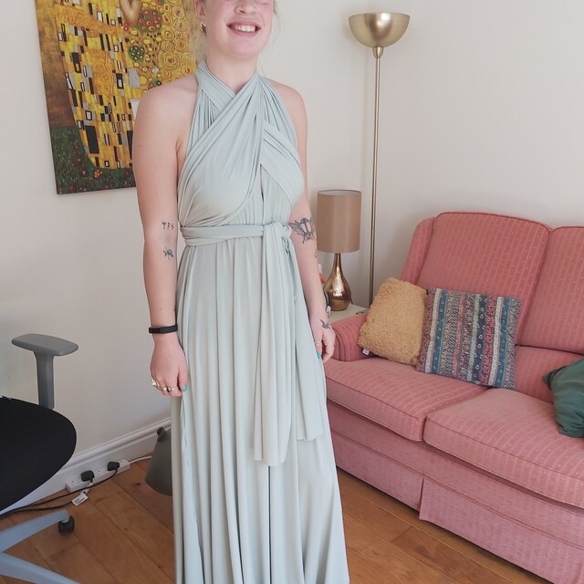 etsy multiway bridesmaid dress Powder Blue Infinity Bridesmaid Dress with Long Greek Style Skirt