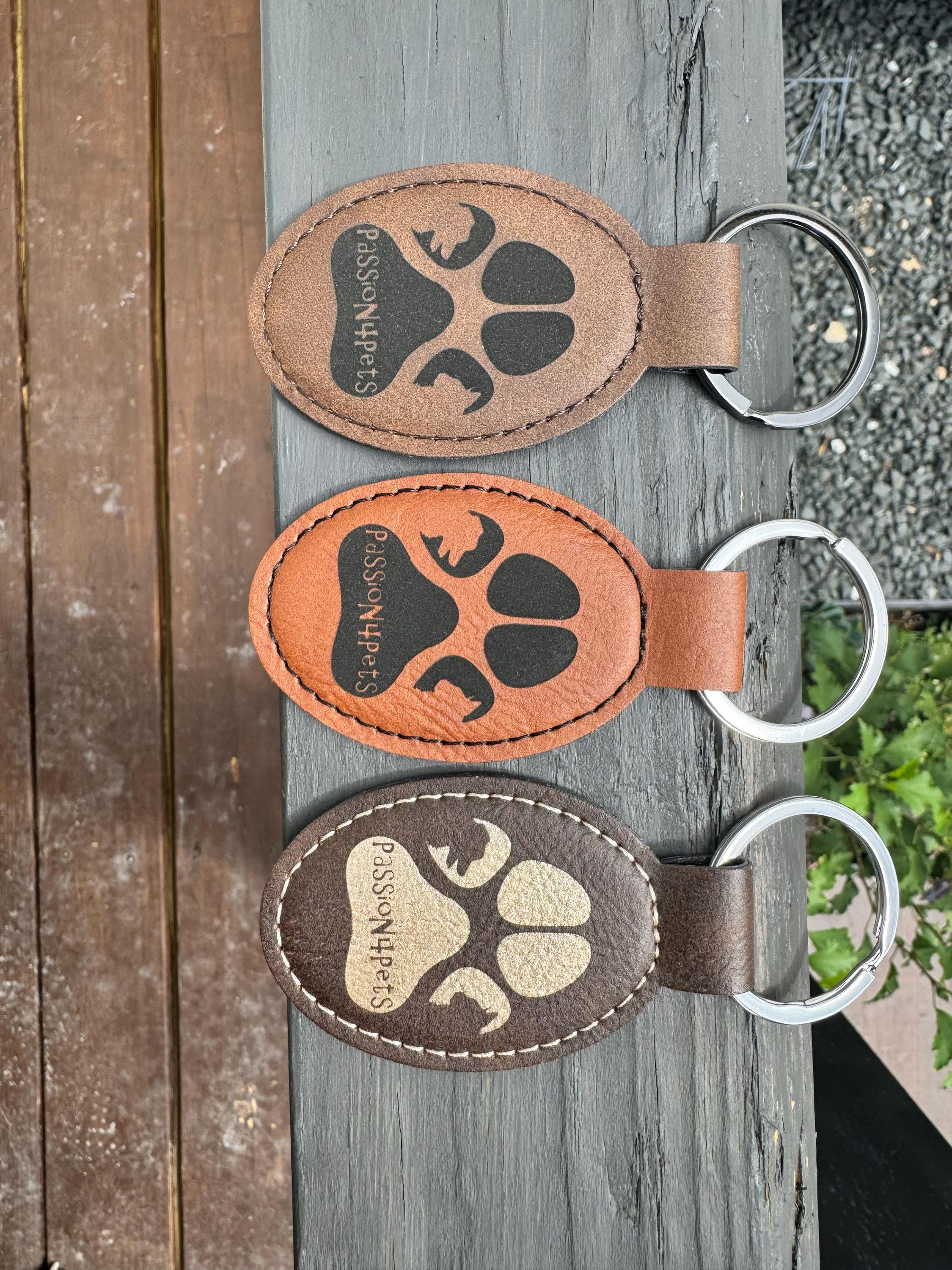 Customer photo of Custom Logo Engraved / Etched Leatherette Keychain from Kaitie
