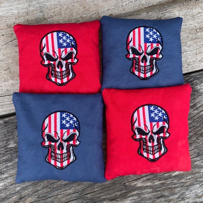 USA Flag Skull Machine Embroidery Design 2 Sizes - Etsy