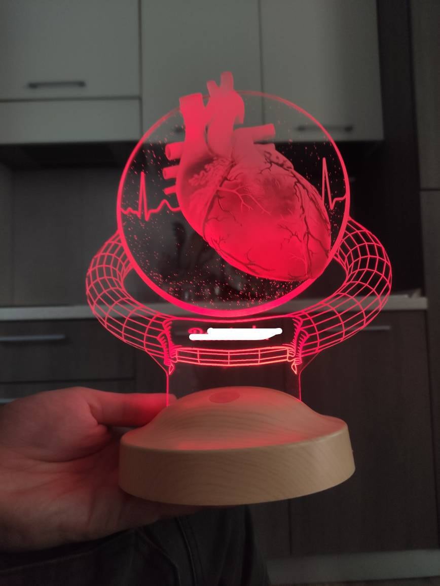 Heart Surgeon Personalized 3D Lamp, Cardiologist Gift, Heart Specialist Unique Doctor Gift,Customized Gifts for Heart Doctor,Cardio thoracic