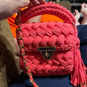 Pink Crochet Shoulder Bag: Handmade Knitted Designer Bag - Etsy
