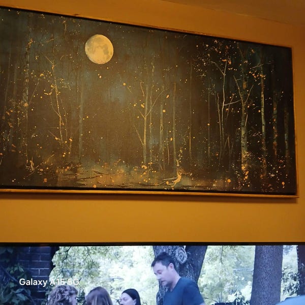 Moon & Stars Wall Art, Vintage Dark Forest Landscape Nature Decor ...