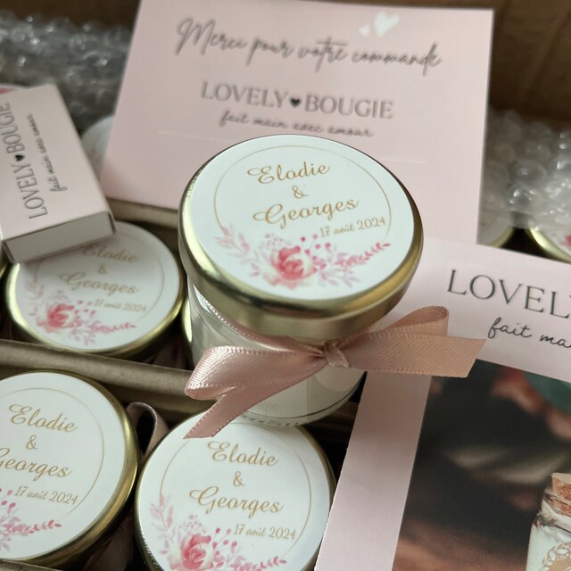 50 Bougies Personnalisées Remerciement Pour Invités - Cadeau Mariage, Baptême, Communion - Parfumées Et élégantes