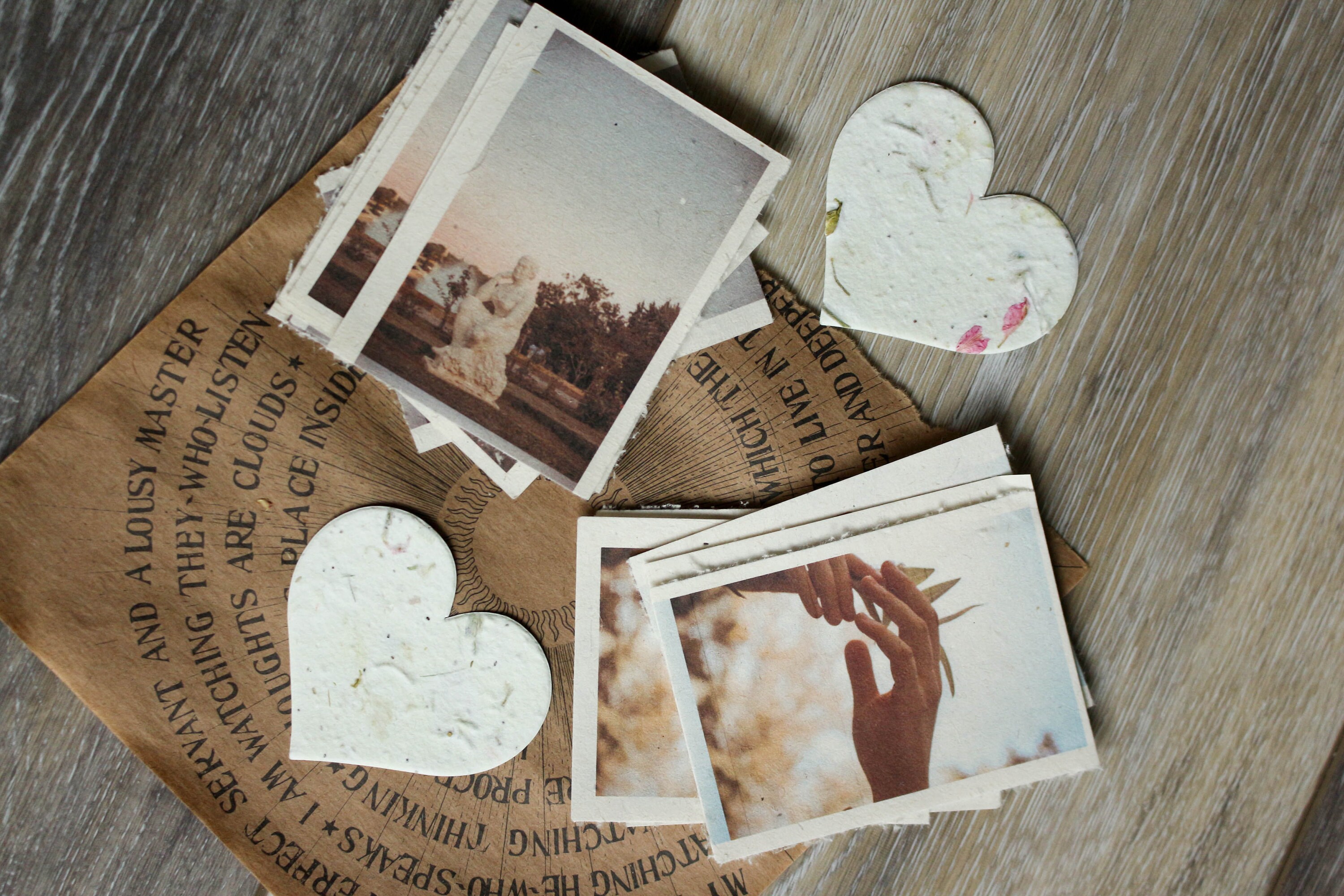 Large Recycled Fiber Seed Paper Hearts 2.85&quot;w x 2.5&quot;h Wildflower Natural Recycled Fibers #17s for Weddings or Events set of 24