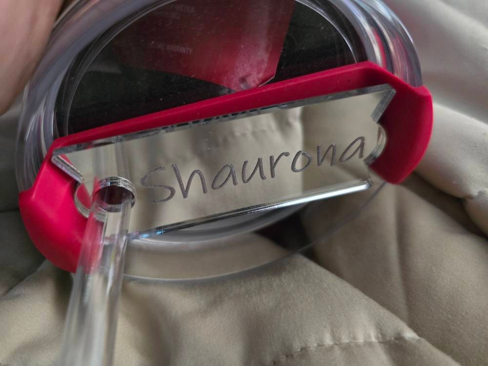 Personalize Stanley Name Plate, Custom Mirror Acrylic Tumbler Topper, Cup Name Tag, Personalised Quencher Accessories, 14/20/30/40oz Lid Top